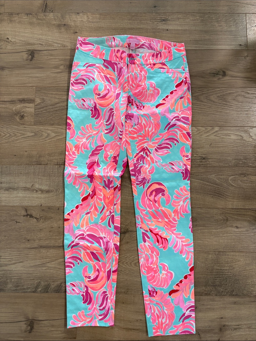 Lilly Pulitzer Aqua, Pink & Coral Printed Crop Pants